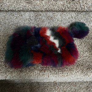 Nonbranded Multicolor Fluffy Faux Fur Clutch.